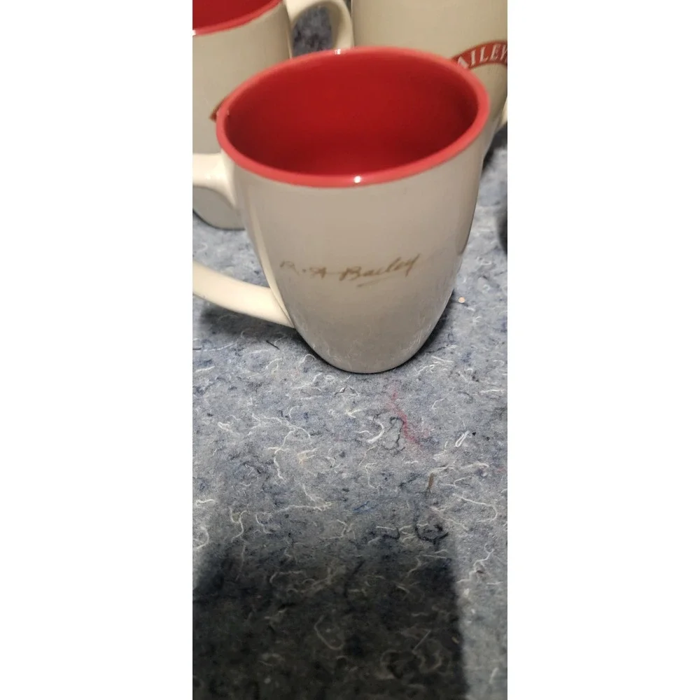 Baileys Irish Cream Coffee‎ Mug, R.A. Bailey's Signature, Set of 5 white/red